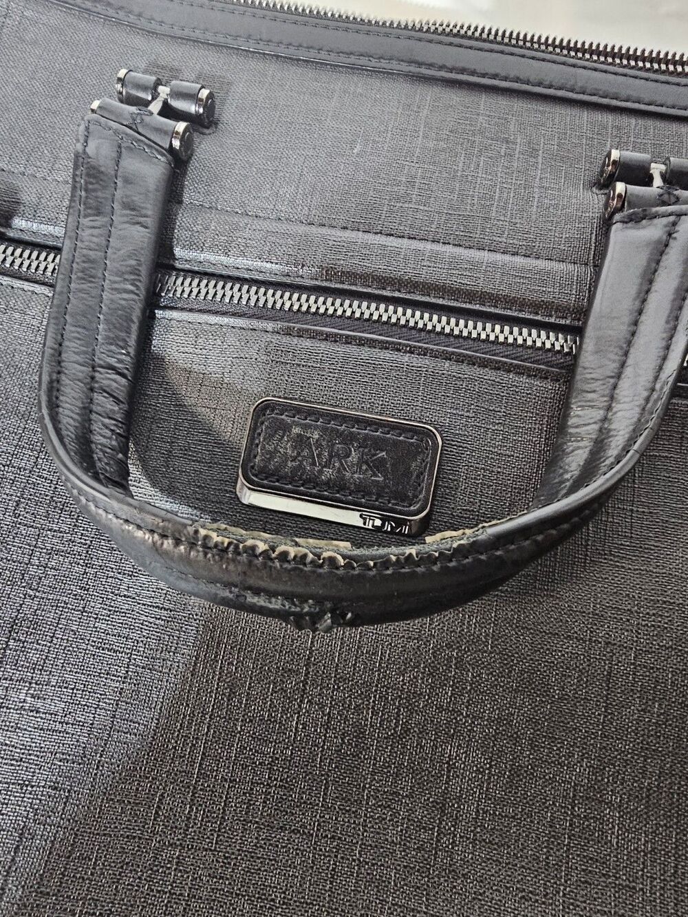 Tumi Briefcase Ashton Collins Zip Coated Canvas Textured Grey Laptop Case - Picture 4 of 15